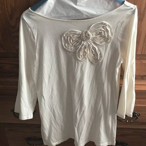 Cream 3/4 Sleeved Tee Shirt